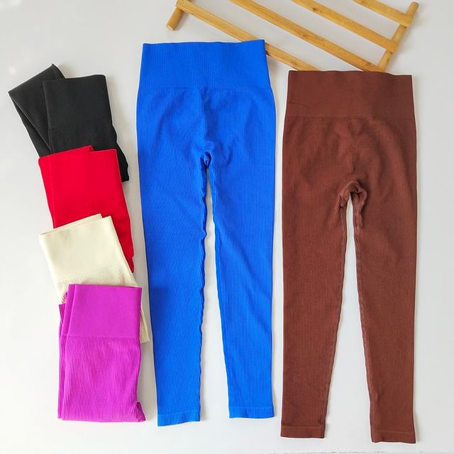 Runyz-High Waist Plain Yoga Pants