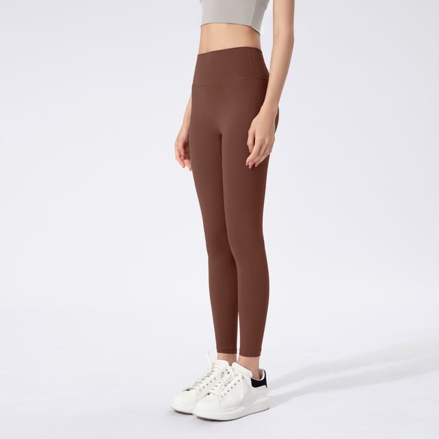 Runyz-High Waist Plain Yoga Pants