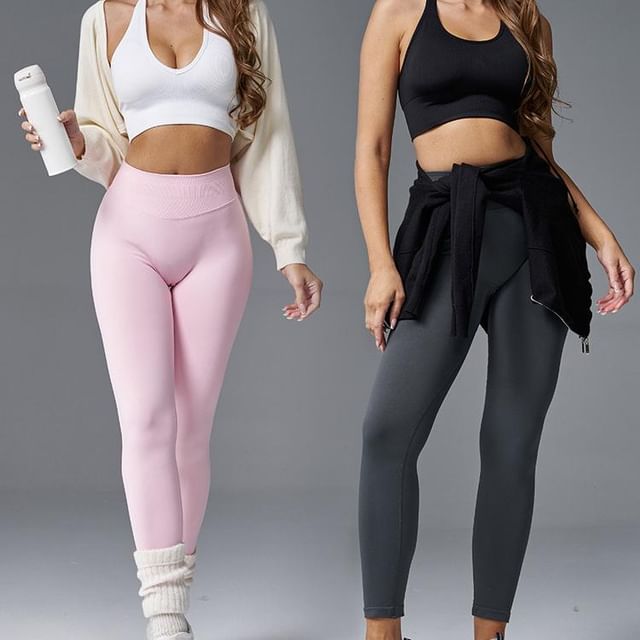 Runyz-High Waist Plain Yoga Pants