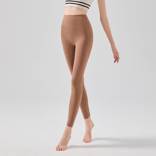 Runyz-High Waist Plain Yoga Pants