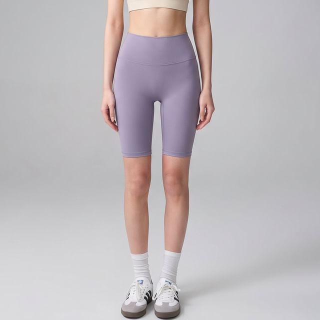 Runyz-High Waist Plain Yoga Shorts