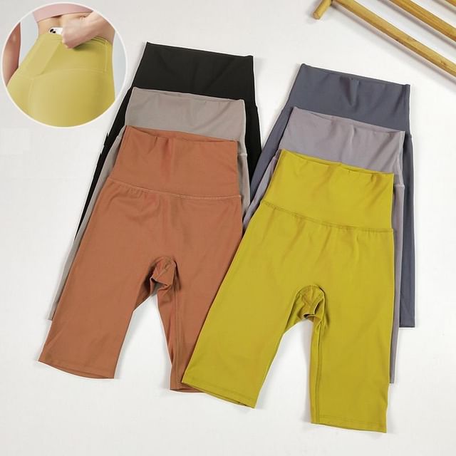 Runyz-High Waist Textured Yoga Shorts