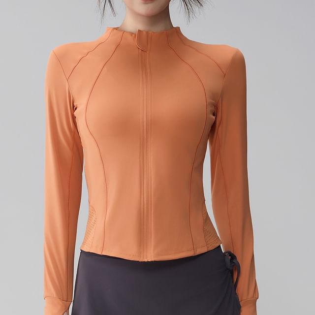 Runyz-Long-Sleeve Mock Neck Plain Top
