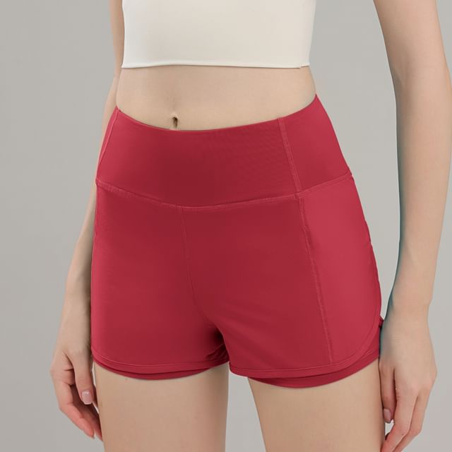Runyz-Mid Rise Plain Yoga Shorts