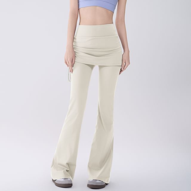 Runyz-Mid Rise Skirt Overlay Flared Sweatpants
