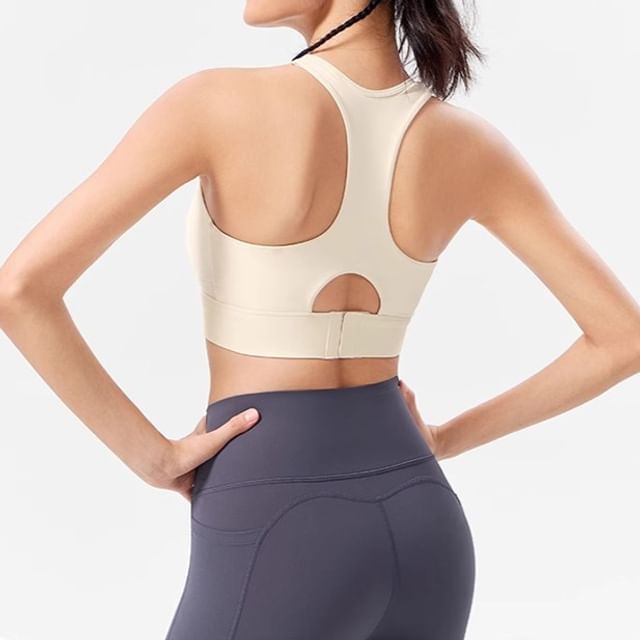 Runyz-Plain Mock Two Piece Sports Bra