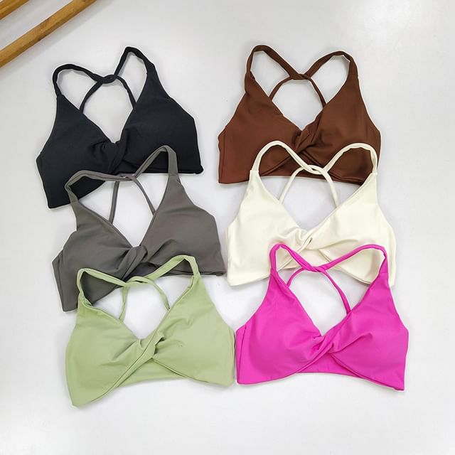Runyz-Plain Twisted Sport Bra Top