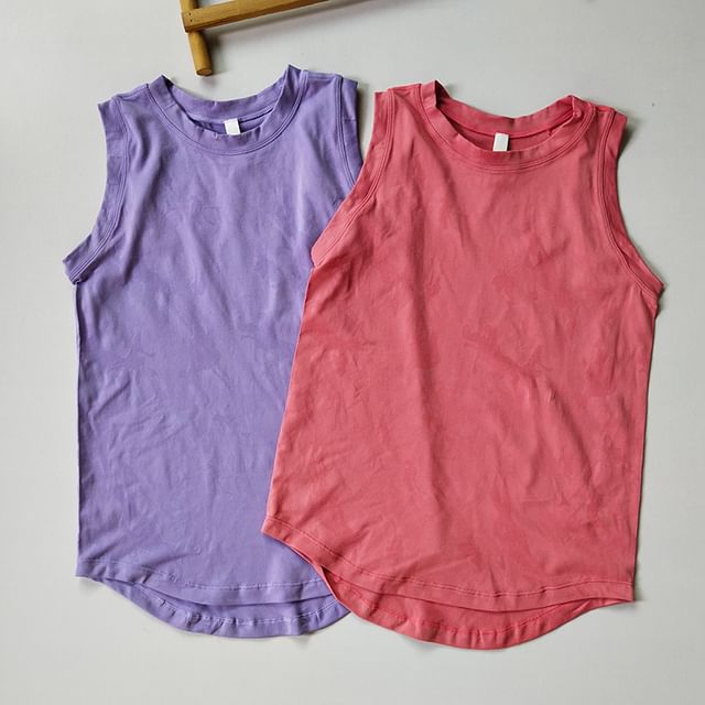 Runyz-Round Neck Plain Tank Top