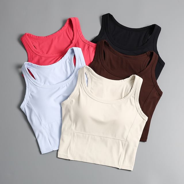 Runyz-Scoop Neck Plain Sport Tank Top