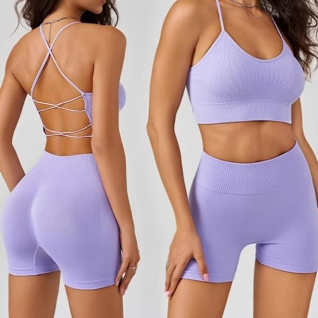 Runyz-Spaghetti Strap Sport Bra Top