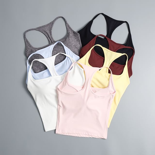 Runyz-Square Neck Plain Sport Camisole Top