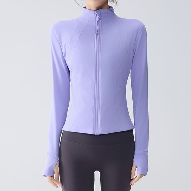 Runyz-Stand Collar Zip-Up Plain Sports Jacket