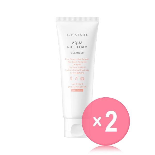 S-NATURE-Aqua Rice Foam Cleanser 2pcs Bundle Set