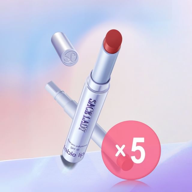 Sace Lady-Transfer-Proof Refillable Lip Cream - 6 Colors 5pcs Bundle Set