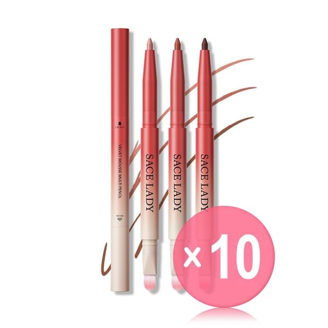 Sace Lady-Velvet Mousse Multi Lip Liner - 2 Colors 10pcs Bundle Set