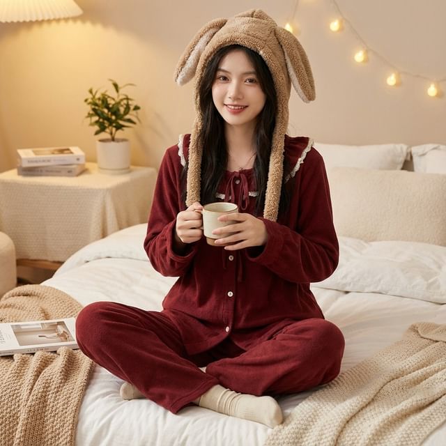 Sadelle-Lace Trim Pajama Set