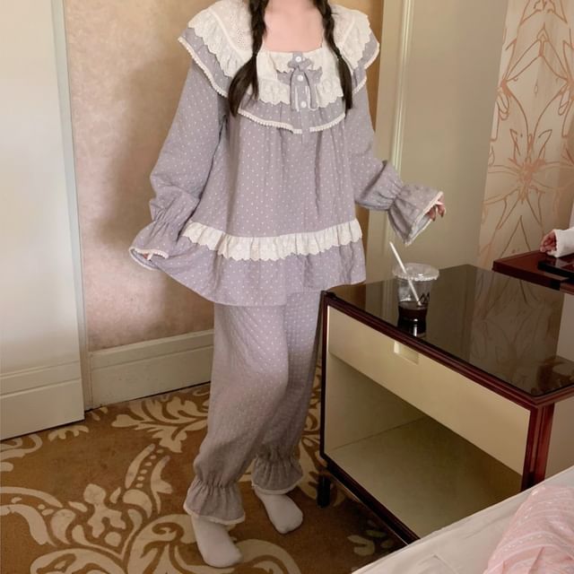 Sadelle-Lace Trim Pajama Set