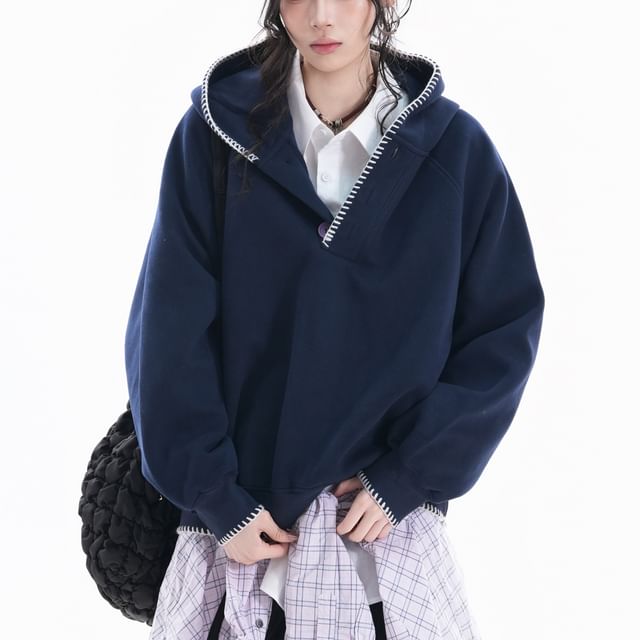 Samso-Contrast Trim Hoodie