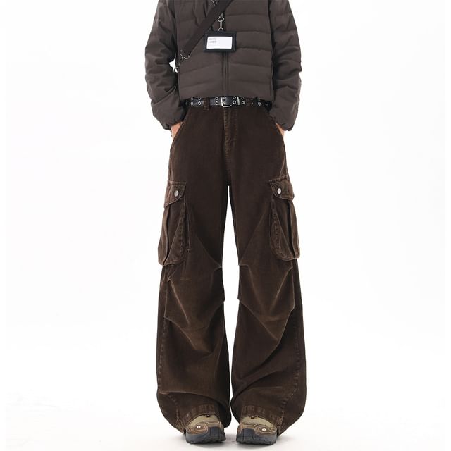 Samso-Mid Rise Plain Cargo Baggy Pants