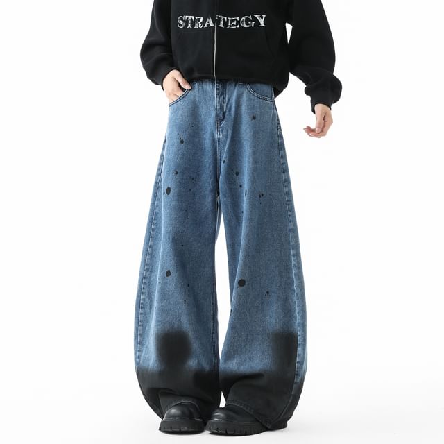 Samso-Mid Rise Washed Baggy Jeans