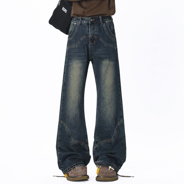 Samso-Mid Rise Washed Flared Jeans