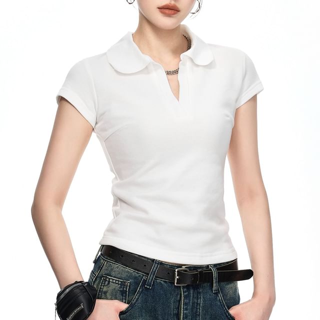 Samso-Short-Sleeve Collared Plain Polo Shirt