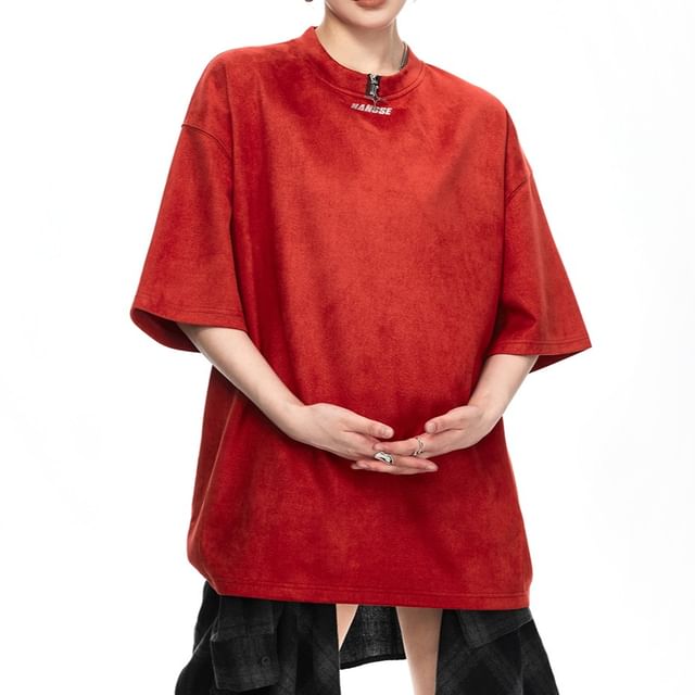 Samso-Short-Sleeve Crew Neck Plain Oversized T-Shirt