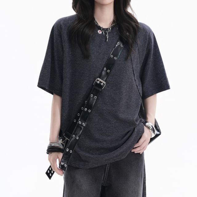 Samso-Short-Sleeve Crew Neck Plain T-Shirt