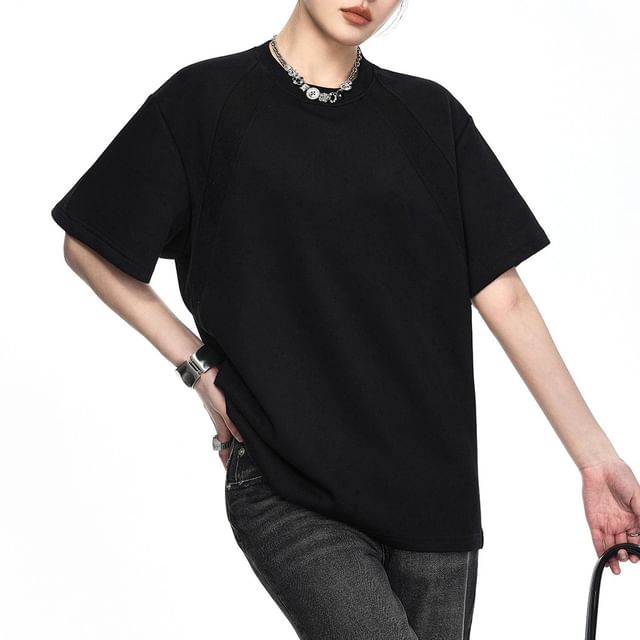 Samso-Short-Sleeve Round Neck Plain Oversized T-Shirt