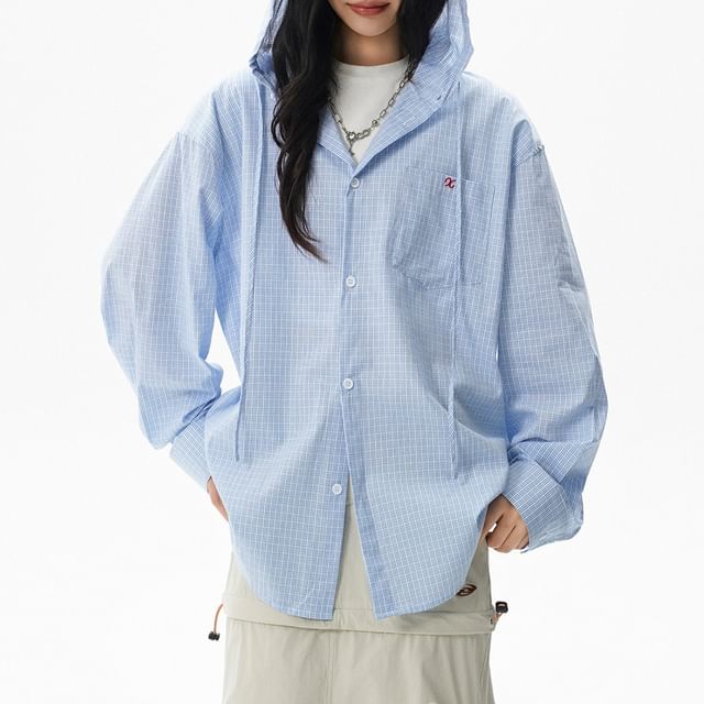 Samso-Striped hooded Button-Up Shacket