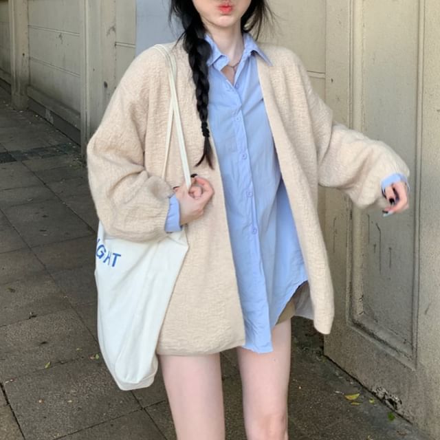 satierra-Plain Open Front Cardigan