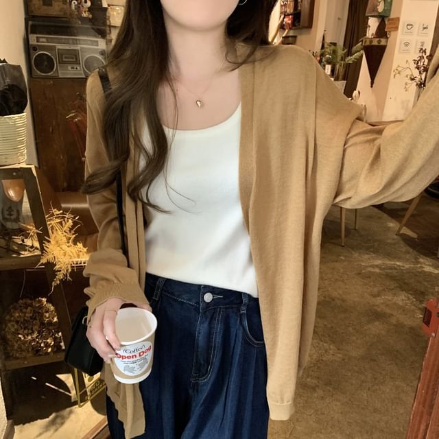 satierra-Plain Open Front Cardigan