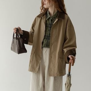 satierra-Two Tone Zip Barn Jacket