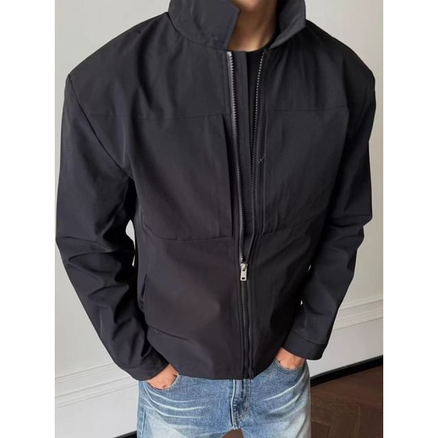 Savenne-Collar Plain Zip Jacket