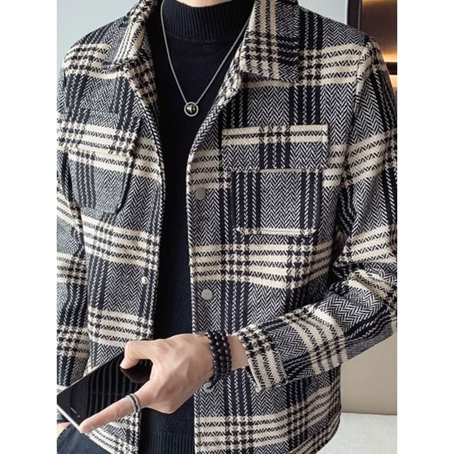 Savenne-Collared Glen Plaid Button-Up Shacket