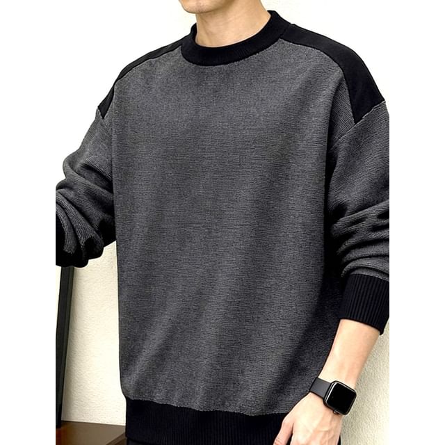 Savenne-Crewneck Two Tone Sweatshirt