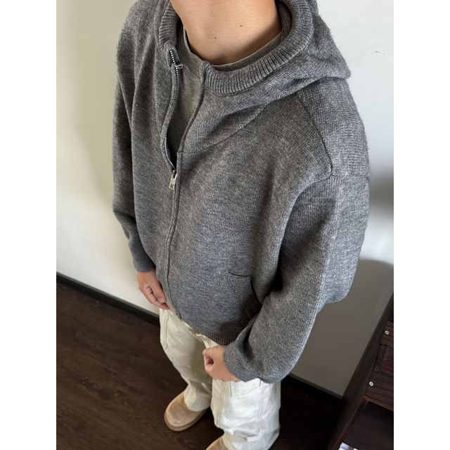 Savenne-Hooded Zip Cardigan