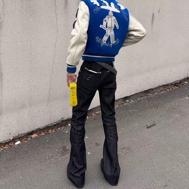 Savenne-Mid Rise Embroidered Flared Jeans
