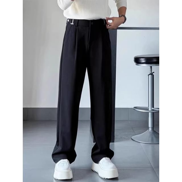 Savenne-Mid Rise Plain Straight Leg Pants