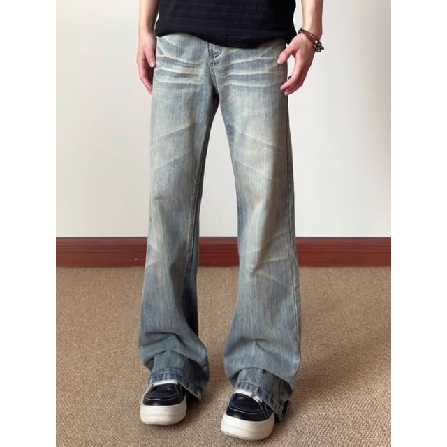 Savenne-Mid Rise Washed Flared Jeans