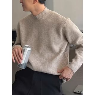 Savenne-Mock Neck Plain Sweater