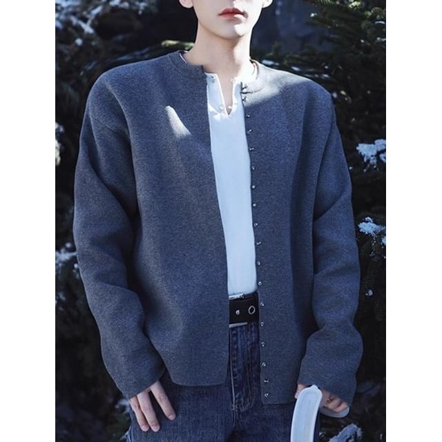 Savenne-Round Neck Studded Cardigan