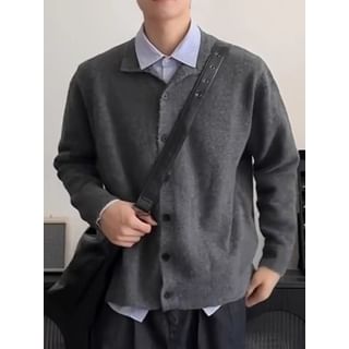 Savenne-Stand Collar Plain Button Up Cardigan