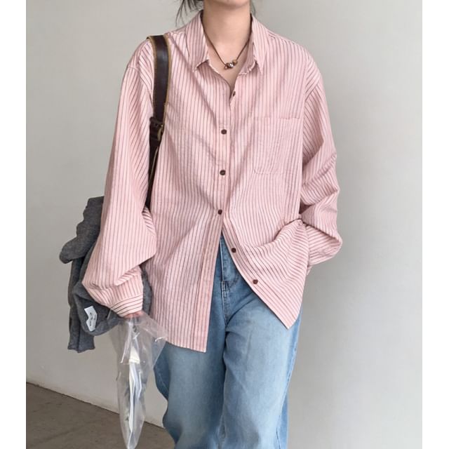 scenesweet-Long-Sleeve Pinstripe Shirt