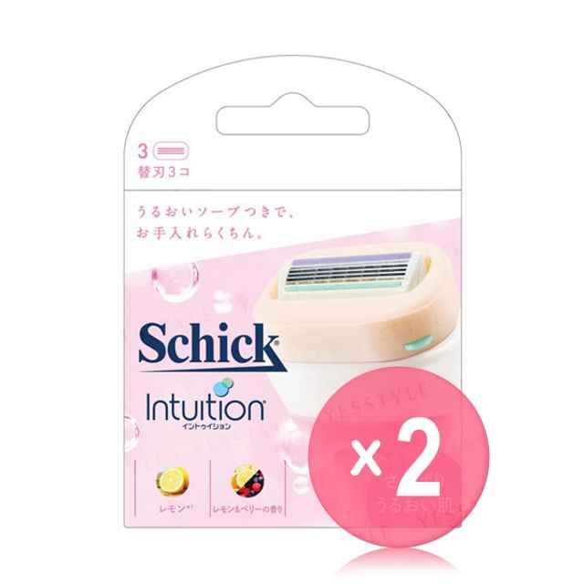Schick Japan-Intuition Refreshing Moisturizing Skin Razor Blade Refill 2pcs Bundle Set