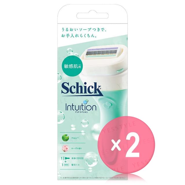 Schick Japan-Intuition Sensitive Skin Razor Holder Blade Refill 2pcs Bundle Set