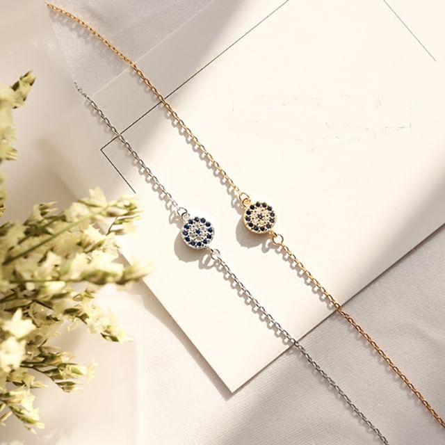 Seirios-Evil Eye Rhinestone Alloy Bracelet