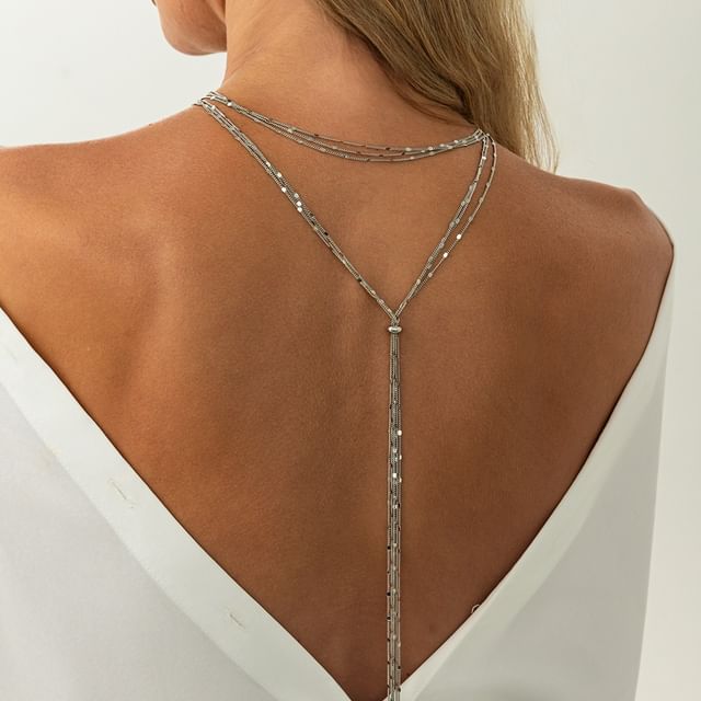 Seirios-Fringed Chain Long Lariat Necklace