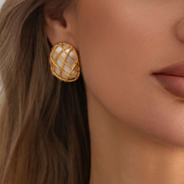 Seirios-Geometric Argyle Stud Earring