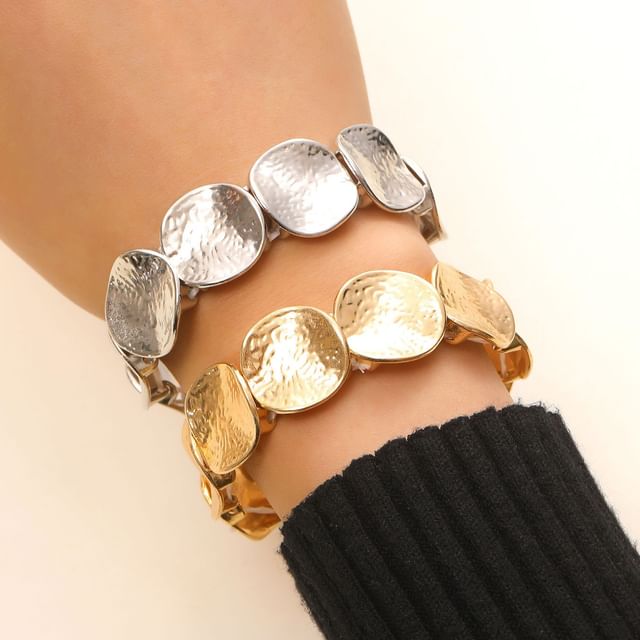 Seirios-Hammered Disc Elastic Bracelet